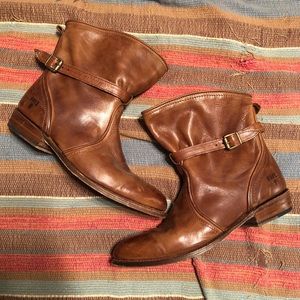 Frye Dorado Brown Leather Ankle Buckle Boot 10